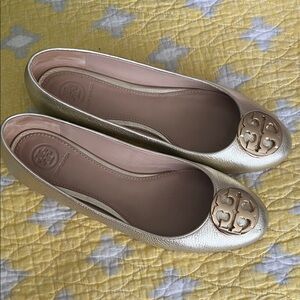 Tory Burch Metallic Gold Loafers